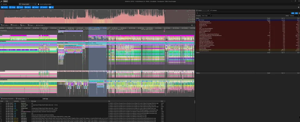 Unreal Insights · recorded profiling data