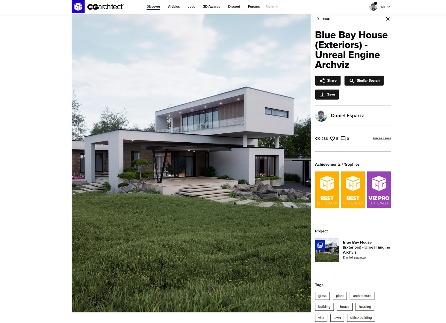Blue Bay House recognition from CGarchitect